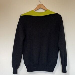Alexander Wang black green wool colorblock  sweater small